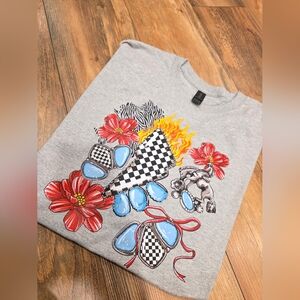 Graphic Kids T-Shirt - Gray with Red and Blue Accents